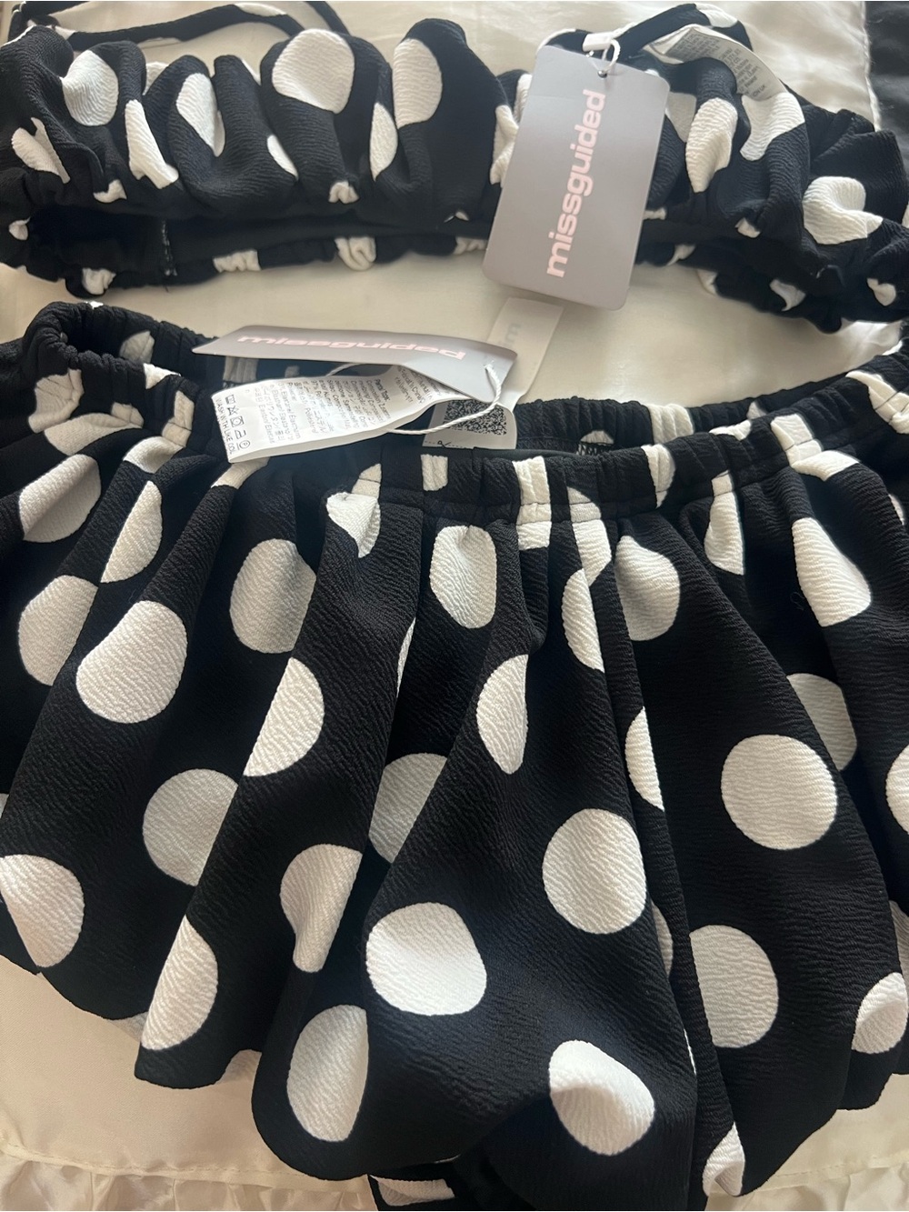 Missguided Black & White Polka Dot Two-Piece Set (Playful Polka)